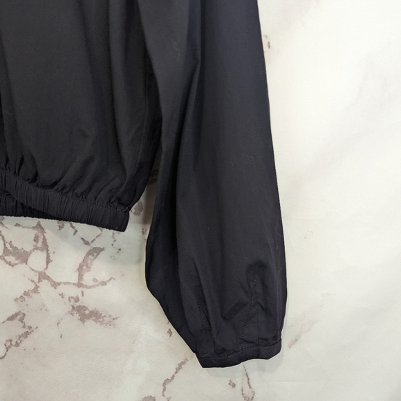 Everlane Blouse Women Black Crop The Mock Neck Bubble Top Cotton Long Balloon - Picture 6 of 15